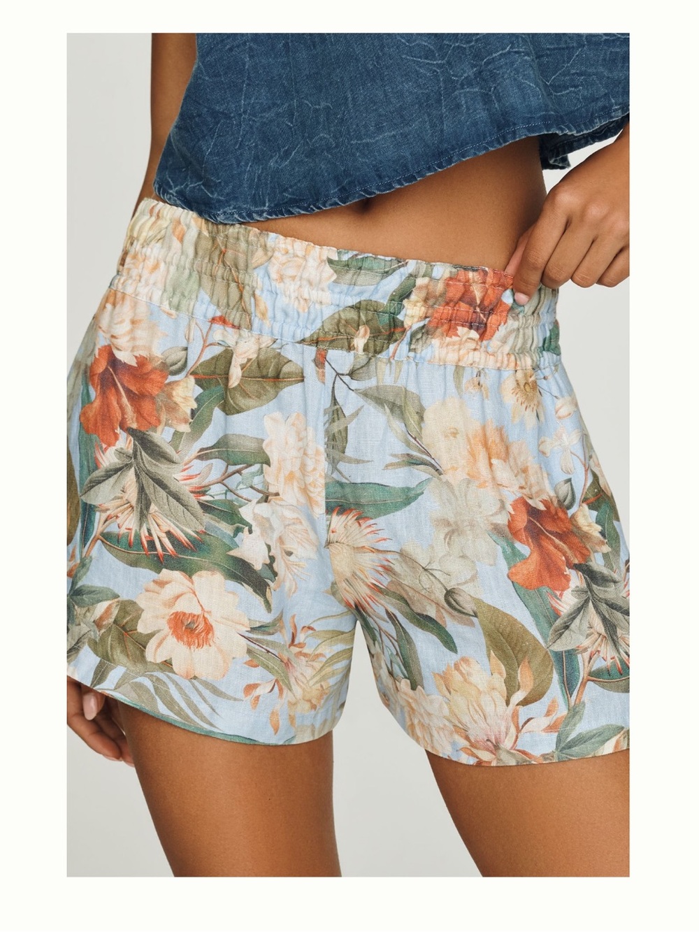 High-Waist Floral Pull-On Shorts